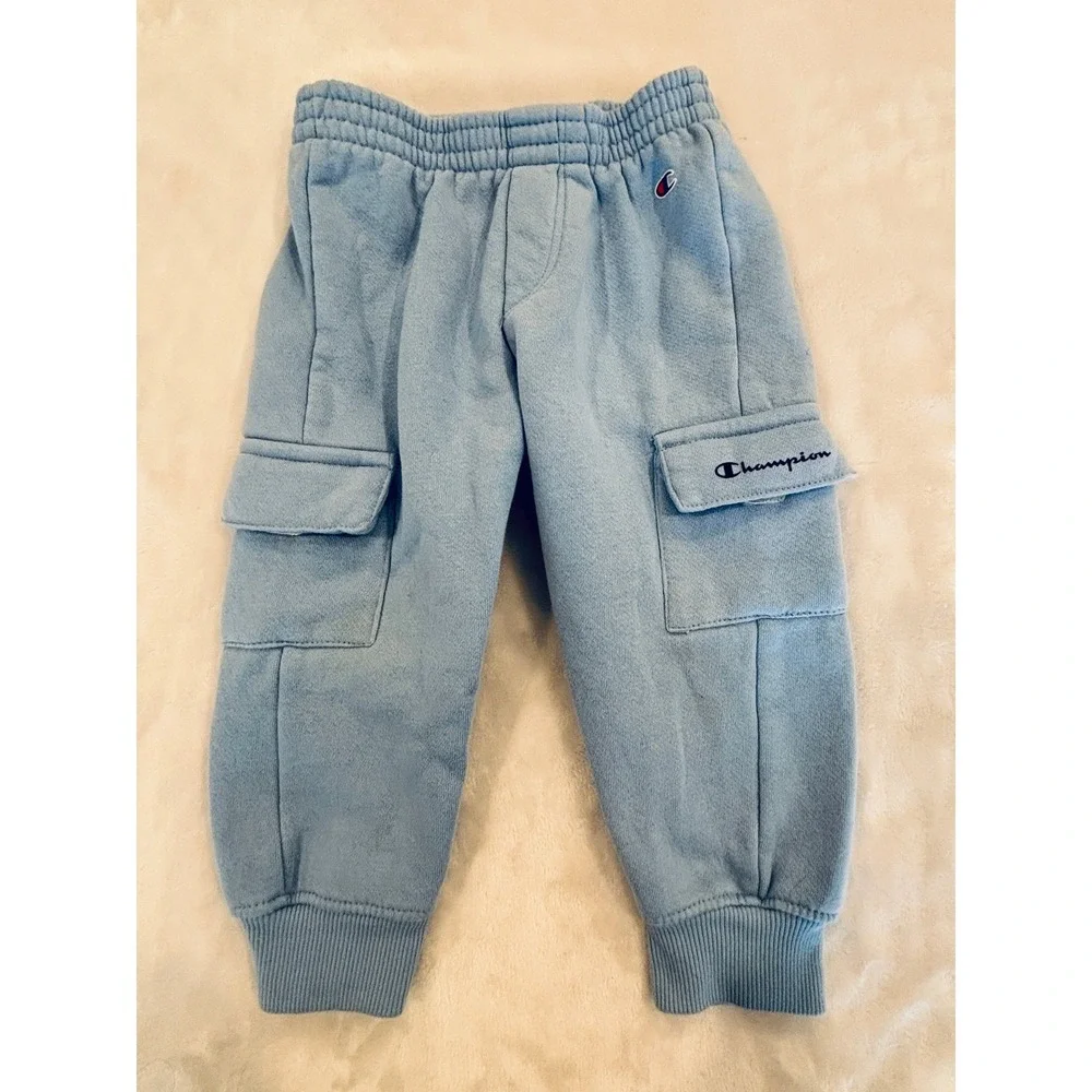Champion Baby Boys Light Blue Fleece Cargo Jogger Sweatpants 18M